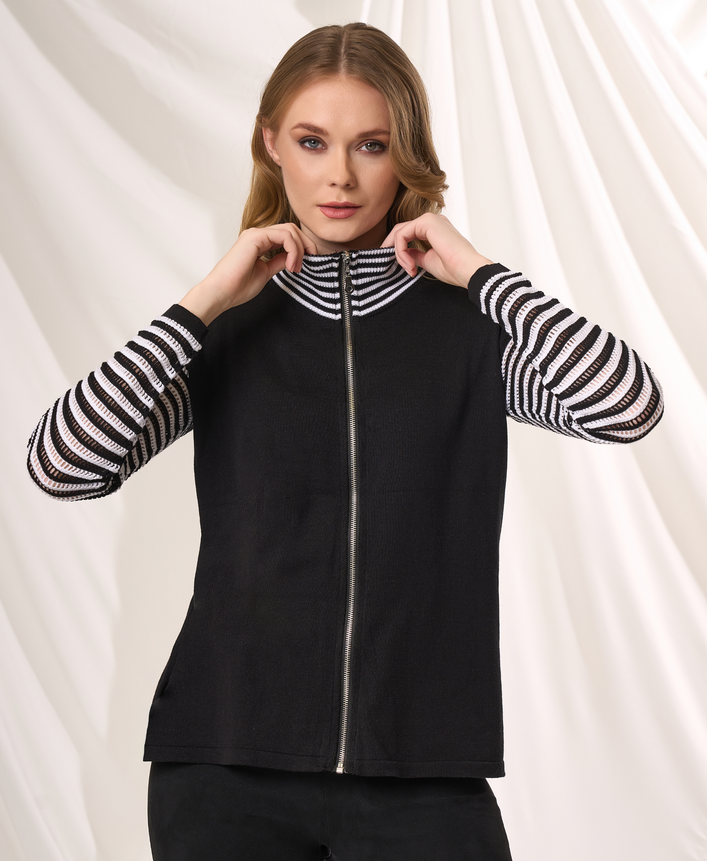 Stripe Detail Zip Jacket