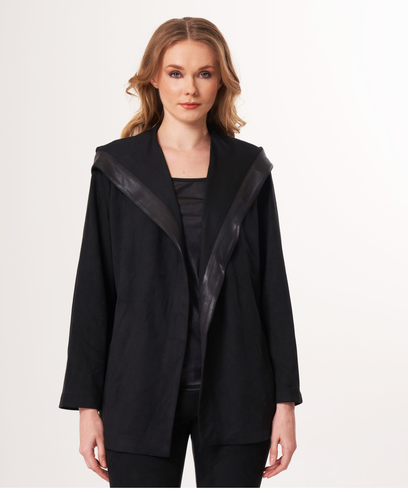 Vegan Leather/Suede Jacket with Leather Trim