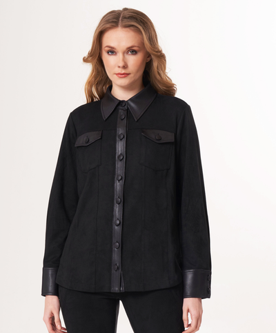 Vegan Suede/Leather Bttn Down Shirt