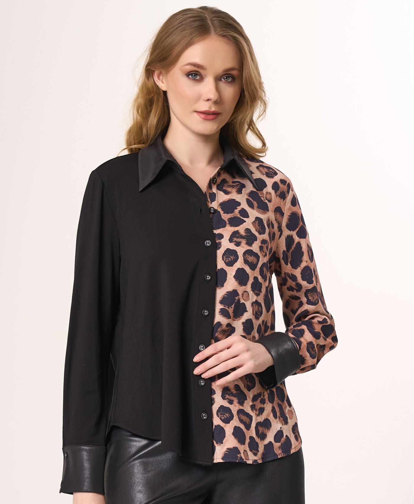 Two Tone Animal Print Button Down