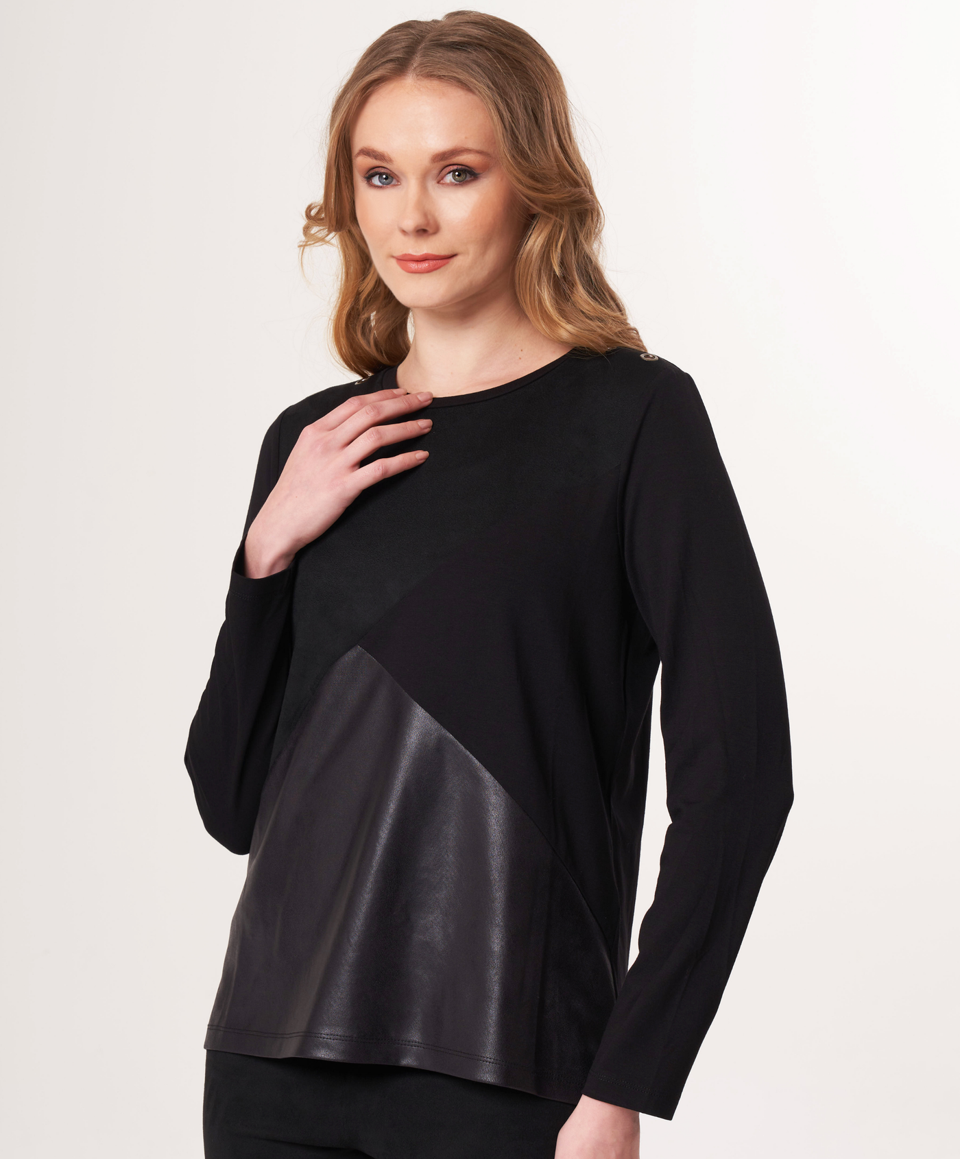 Vegan Leather/Suede Grommet Top