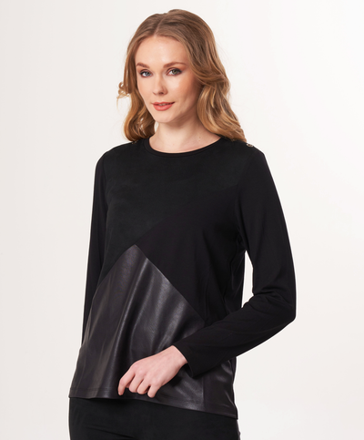 Vegan Leather/Suede Grommet Top