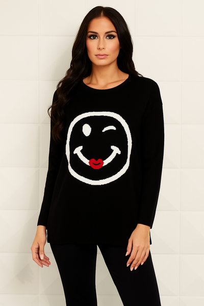 Wink & Smile Emoji Pullover