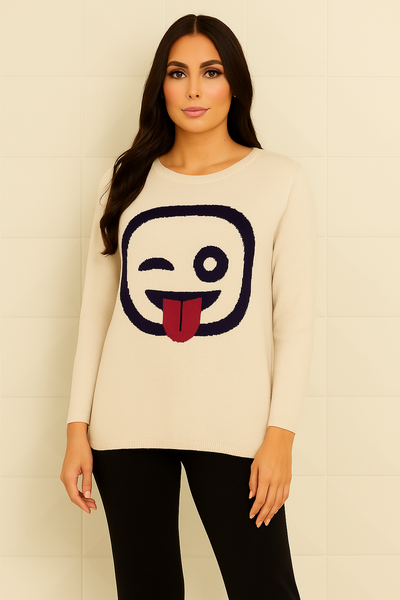 Parte superior del emoji con guiño y lengua