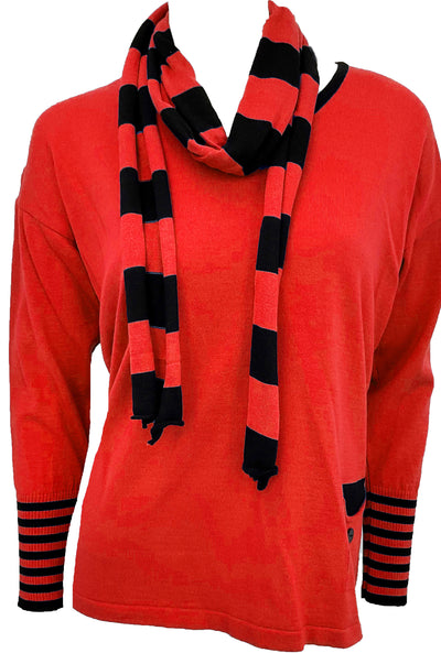V-Neck Sweater with Scarf