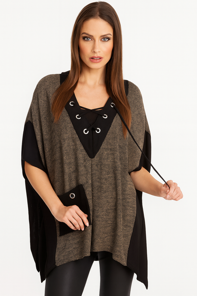 V-Neck Tie Up Poncho