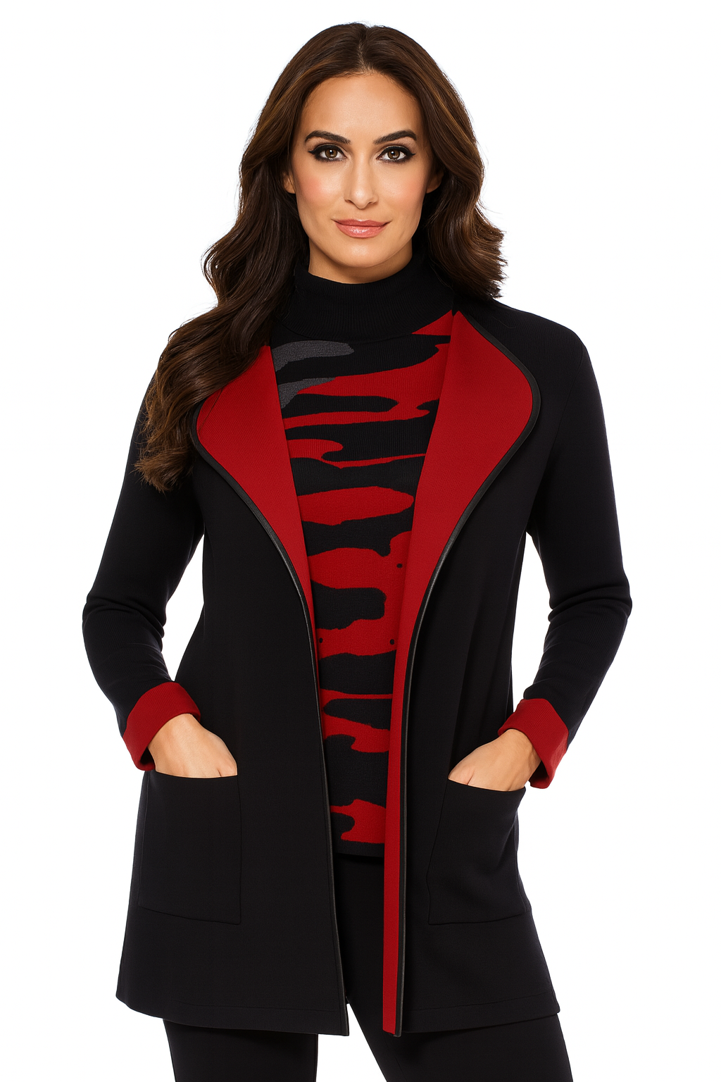 2-Toned Faux  Leather Card. W/ Pockets