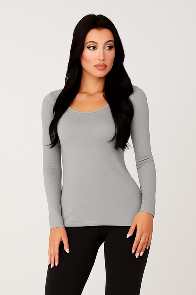 Cuello redondo de manga larga