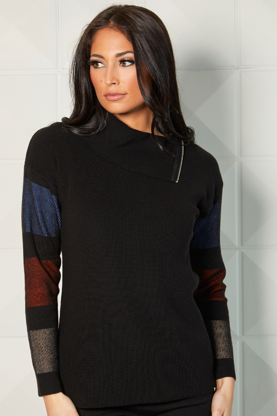 Zip Neck Ribbed Sweater