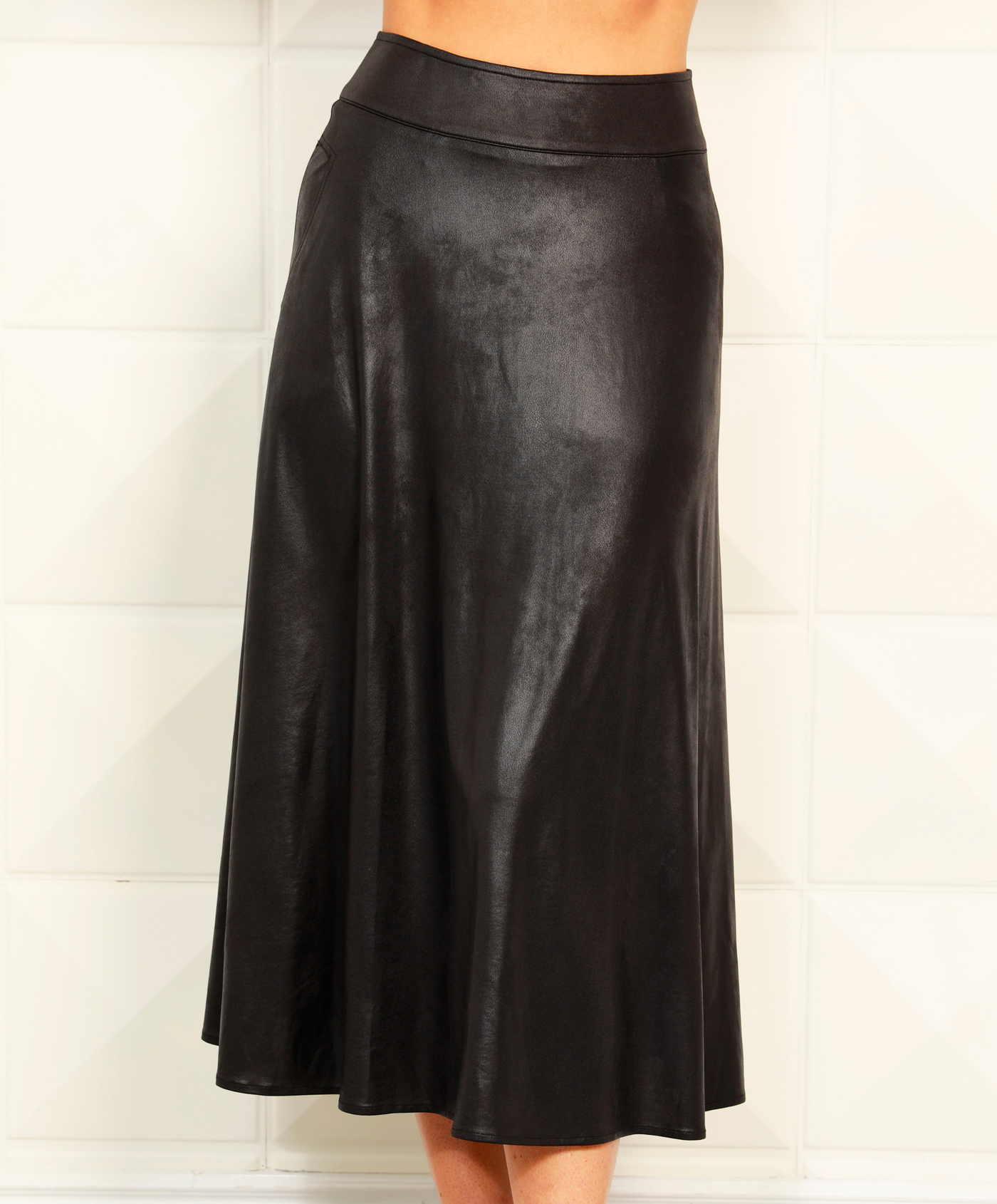Vegan Leather Long Skirt