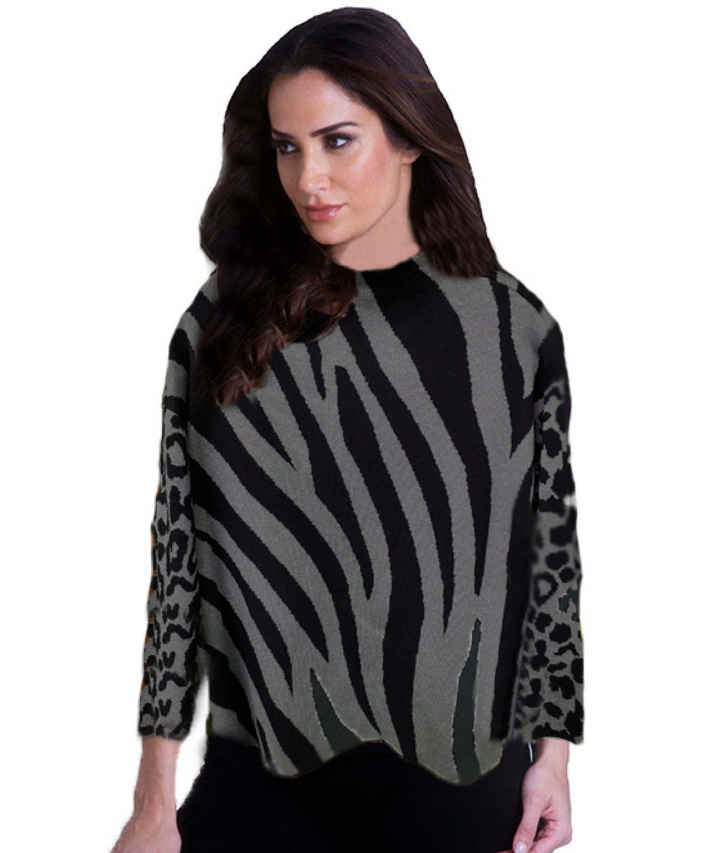 Zebra Mock Sweater