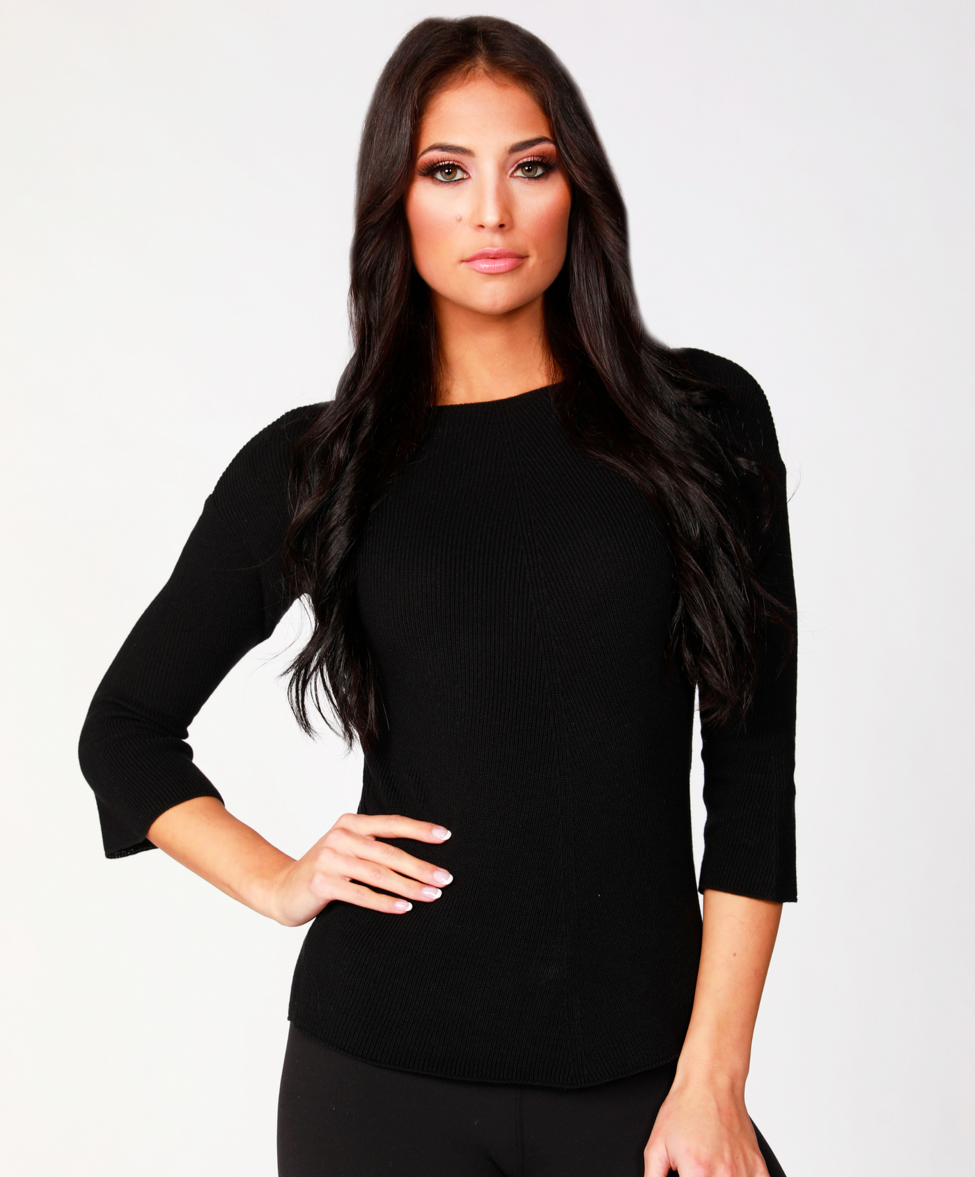 Ribbed 3/4 Sleeve Top