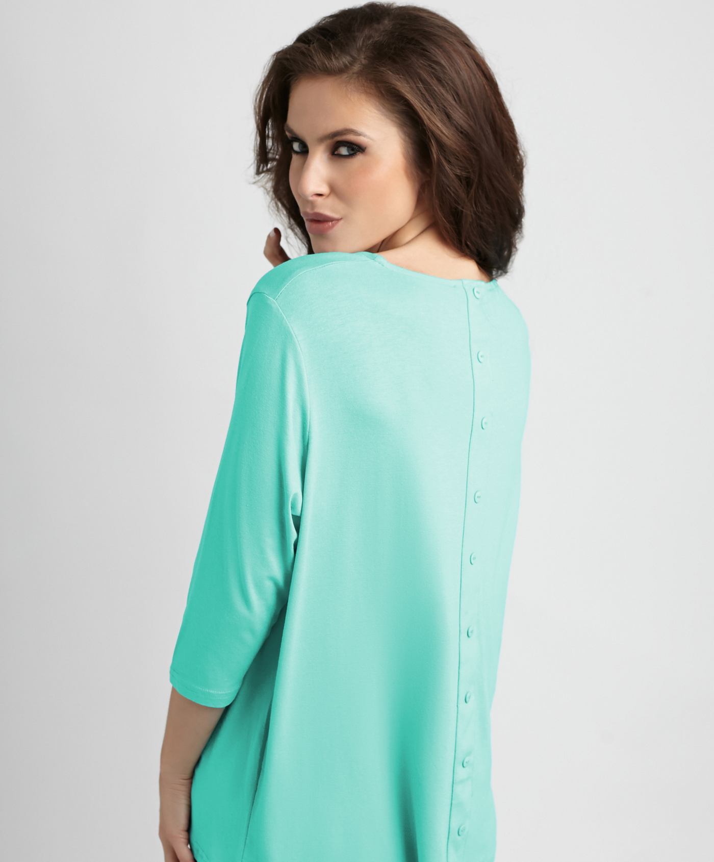 Button-Back Scoop Neck Top