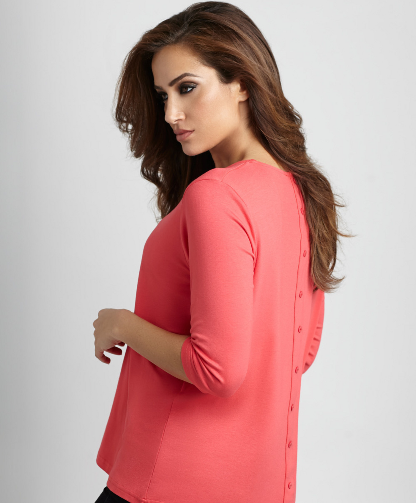 Button-Back Scoop Neck Top