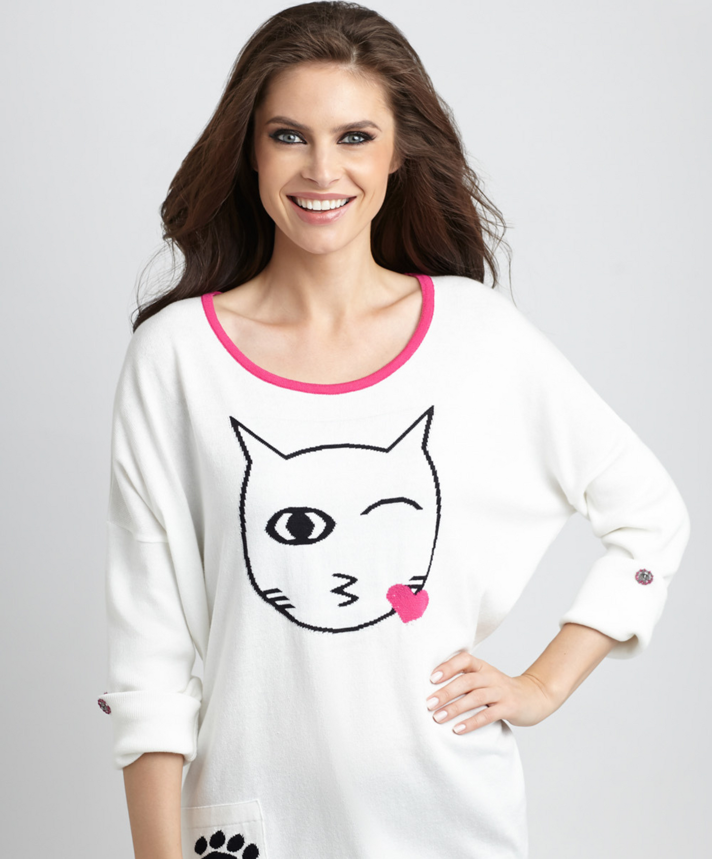 Suéter con estampado de beso de gato