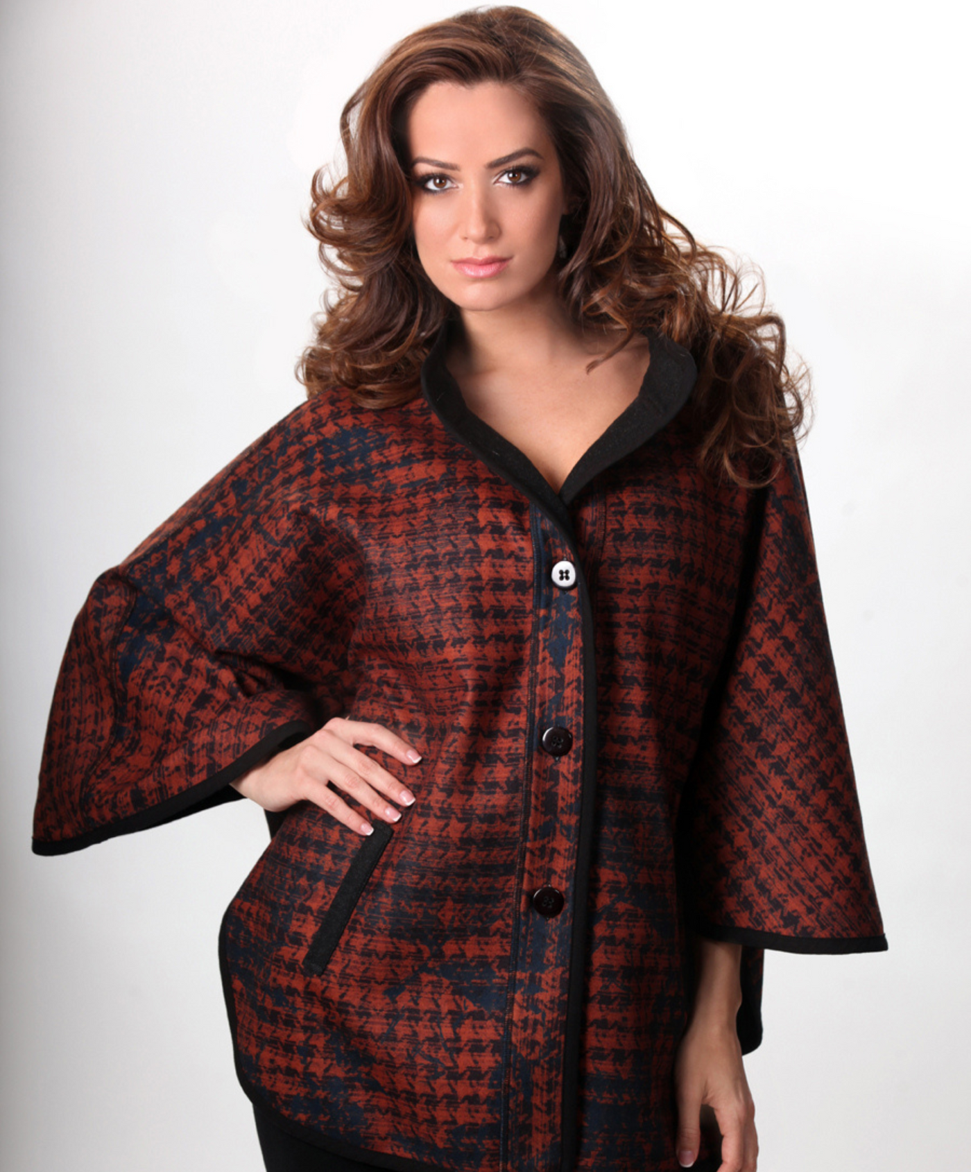 Houndstooth Cocoon Cape