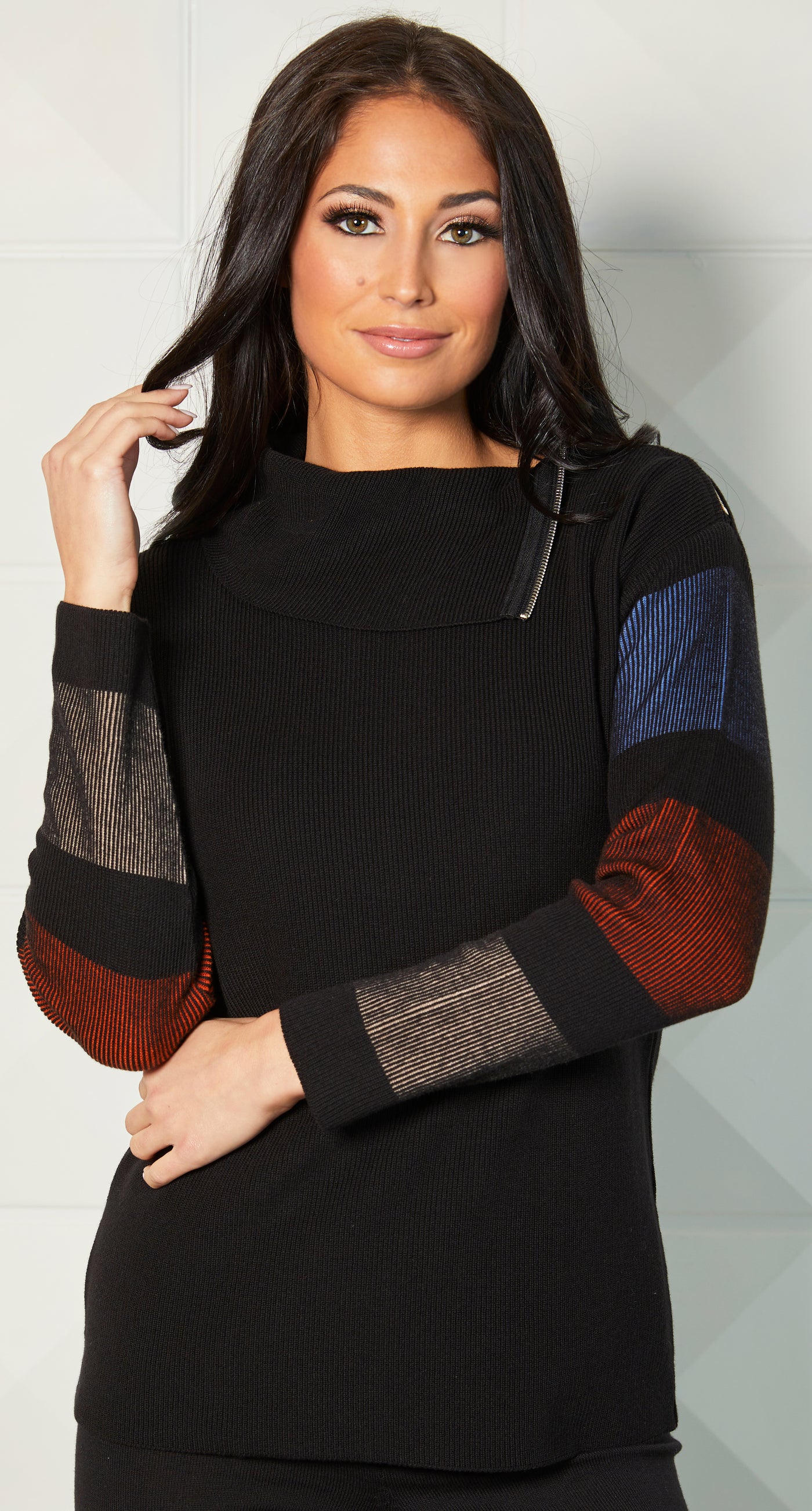 Zip Neck Ribbed Sweater